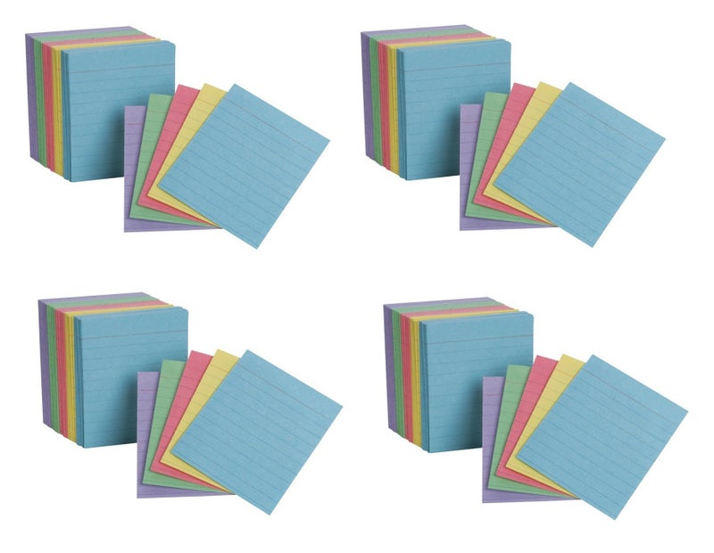 Esselte Oxford Mini Index Cards, 3" x 2.5", Ruled, Assorted Colors, 200 Per Pack, Pack Of 4, 800 Cards Total (10010EE) - Image 1
